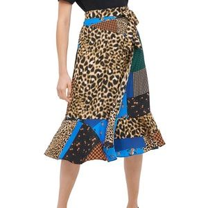Calvin Klein Tribal Print Tie Fit and Flare Skirt
